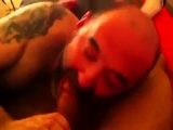 Hairy Daddy Sucks A Big Dick in Bed