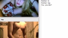 hot blonde shows tits and masturbates on chatroulette