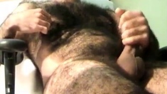 very hairy man cumming