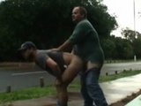 daddy and guy fucking outdoor near road