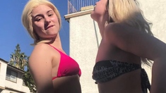 Euro blonde amateur fucks POV outdoor