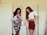 Redhead and brunette lesbian fun