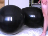 Undressing humping big balloon inflatable cum