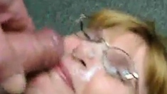 Giving my Blowjob Buddy her first facial in the office